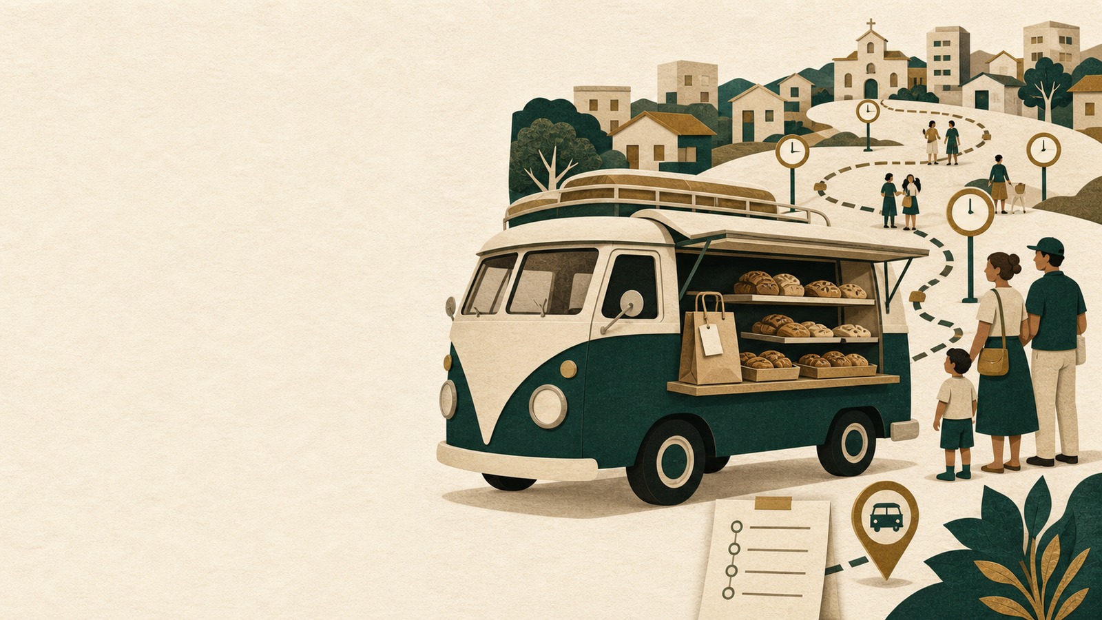 Kombi percorre rota programada com paradas, encomendas e clientes recorrentes.